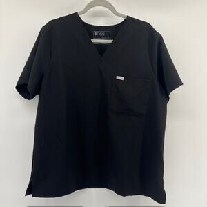 Figs Technical Collection Catarina Black Scrub Top Womens XXL Stretch Pocket